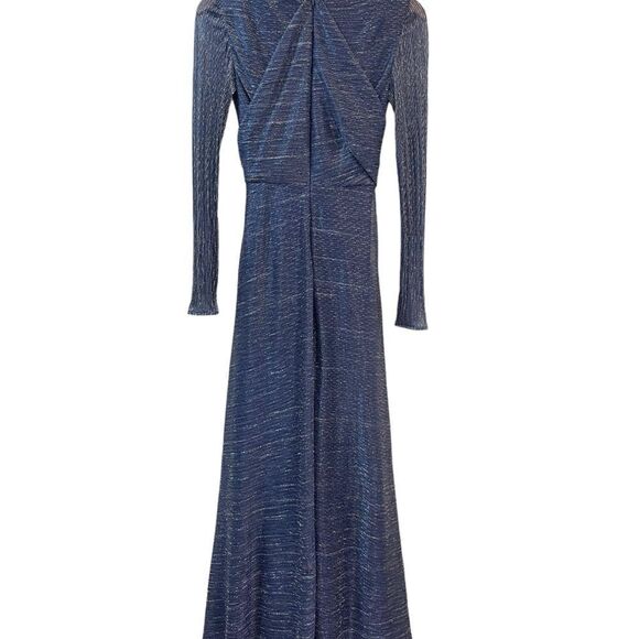 TALBOT RUNHOF Pokario23 Electric Blue Metallic Voile Gown in Size US4 - Picture 12 of 13